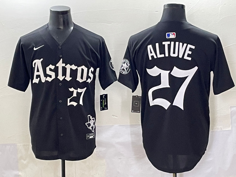 Men's Houston Astros Jose Altuve #27 Black Team Jersey